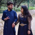 New Delhi India Ã¢â¬â November 25 2019 : A couple pose for Pre Wedding shoot inside Lodhi Garden Delhi, a popular tourist landmark Royalty Free Stock Photo