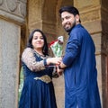 New Delhi India Ã¢â¬â November 25 2019 : A couple pose for Pre Wedding shoot inside Lodhi Garden Delhi, a popular tourist landmark Royalty Free Stock Photo