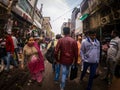 New Delhi, India - September 2020, purani delhi street and market or shops chandni chowk
