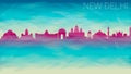 New Delhi India Skyline City Vector Silhouette. Broken Glass Abstract Geometric Dynamic Textured. Banner Background. Colorful Shap