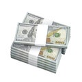 Money Stack dollar bundles isolated on white background Royalty Free Stock Photo