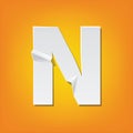 N capital letter fold english alphabet New design