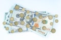 New design US Dollar bills bundles stack on white background including clipping path Royalty Free Stock Photo