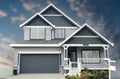 New Home House Exterior Dramatic Blue Blurred Sky Royalty Free Stock Photo