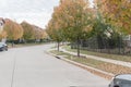 New development neighborhood with vibrant fall foliage color near Dallas, Texas, USA Royalty Free Stock Photo