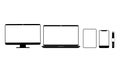New device icon set in black: smartphone, laptop, computer monitor, tablet on isolated white background. EPS 10 Royalty Free Stock Photo