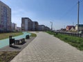 Sidewalk along the alley in the city of Sterlitamak