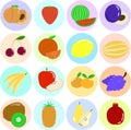 set of icons with the image of fruit