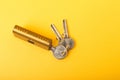 New door lock on background. Royalty Free Stock Photo