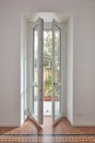 New double glazed open window in white, renovated apartment