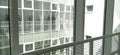 New double-glazed windows and glass windows in the school. View from the window to the opposite wall and windows Royalty Free Stock Photo