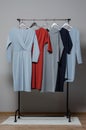 New dress collection on the hangers Royalty Free Stock Photo