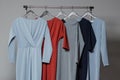 New dress collection on the hangers Royalty Free Stock Photo