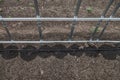 New drip irrigation system in greenhouse Royalty Free Stock Photo