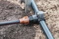 New drip irrigation system in greenhouse Royalty Free Stock Photo