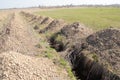 New dug graves, grave cemetery for those infected by coronavirus, Ukraine Dnieper city