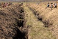 New dug graves, grave cemetery for those infected by coronavirus, Ukraine Dnieper city