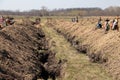 New dug graves, grave cemetery for those infected by coronavirus, Ukraine Dnieper city