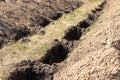 New dug graves, grave cemetery for those infected by coronavirus, Ukraine Dnieper city