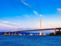 The New Eastern Span of the Bay Bridge and Full Moon Royalty Free Stock Photo