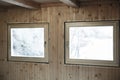 New efficient windows installed in wooden house