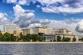 New elite residential complex `Riverside` on the Ushakovskaya embankment on the banks of the Bolshaya Nevka in St. Petersburg