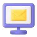 New Email on Computer Monitor Isolated