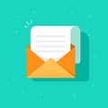 New email message icon, flat carton envelope with open mail correspondence, e-mail letter clipart Royalty Free Stock Photo