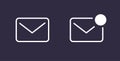 New email message icon line stroke ui button vector simple graphic set, thin linear envelope with incoming mail notice pictogram