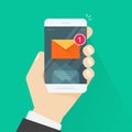 New email message notification on mobile phone vector illustration