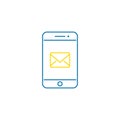 New email on mobile phone vector line flat icon. Mail icon on phone screen. Thin line vector illustration isolated on white Royalty Free Stock Photo