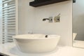 New empty Bathroom sink modern design silver silver tap Royalty Free Stock Photo