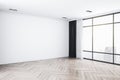 New empty spacious interior with panoramic city view