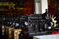 New engines for trucks and tractors on an industrial factory assembly line Royalty Free Stock Photo