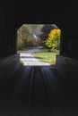 New England covered bridge during autumn season