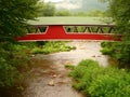 New England covered bridge river mountains White wild vintage countryside Royalty Free Stock Photo