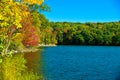 New England lake in early fall