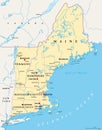 New England region of the United States of America, political map Royalty Free Stock Photo