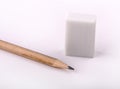 New Eraser and old pencil Royalty Free Stock Photo