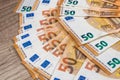 50 new euro banknote as background Royalty Free Stock Photo