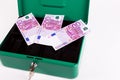 New 500 Euro banknotes in cash box