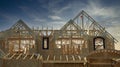 New Exterior Maison Home House Roof Framing Details Clouds Sky Background Royalty Free Stock Photo