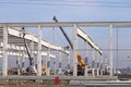 New factory construction site with workers Royalty Free Stock Photo