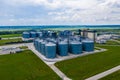 New factory in field. View from above. Ecological production. Bio gas plant. Sustainable production. Royalty Free Stock Photo