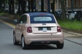 New FIAT 500 full  electric caught up in the city streets for drive test Royalty Free Stock Photo