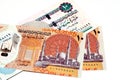 The new first Egyptian 10 LE EGP ten pounds plastic polymer banknote features Al-Fattah Al-Aleem mosque, Hatshepsut and pyramid