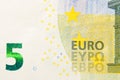 New five euro banknote front side Royalty Free Stock Photo