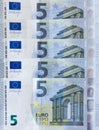 New five euro banknote money bank Royalty Free Stock Photo