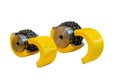 New flexible chain coupling for transmission power in industrial work two-strand roller chains around two sprockets type