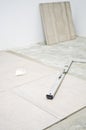 New floor tiles, installation Royalty Free Stock Photo
